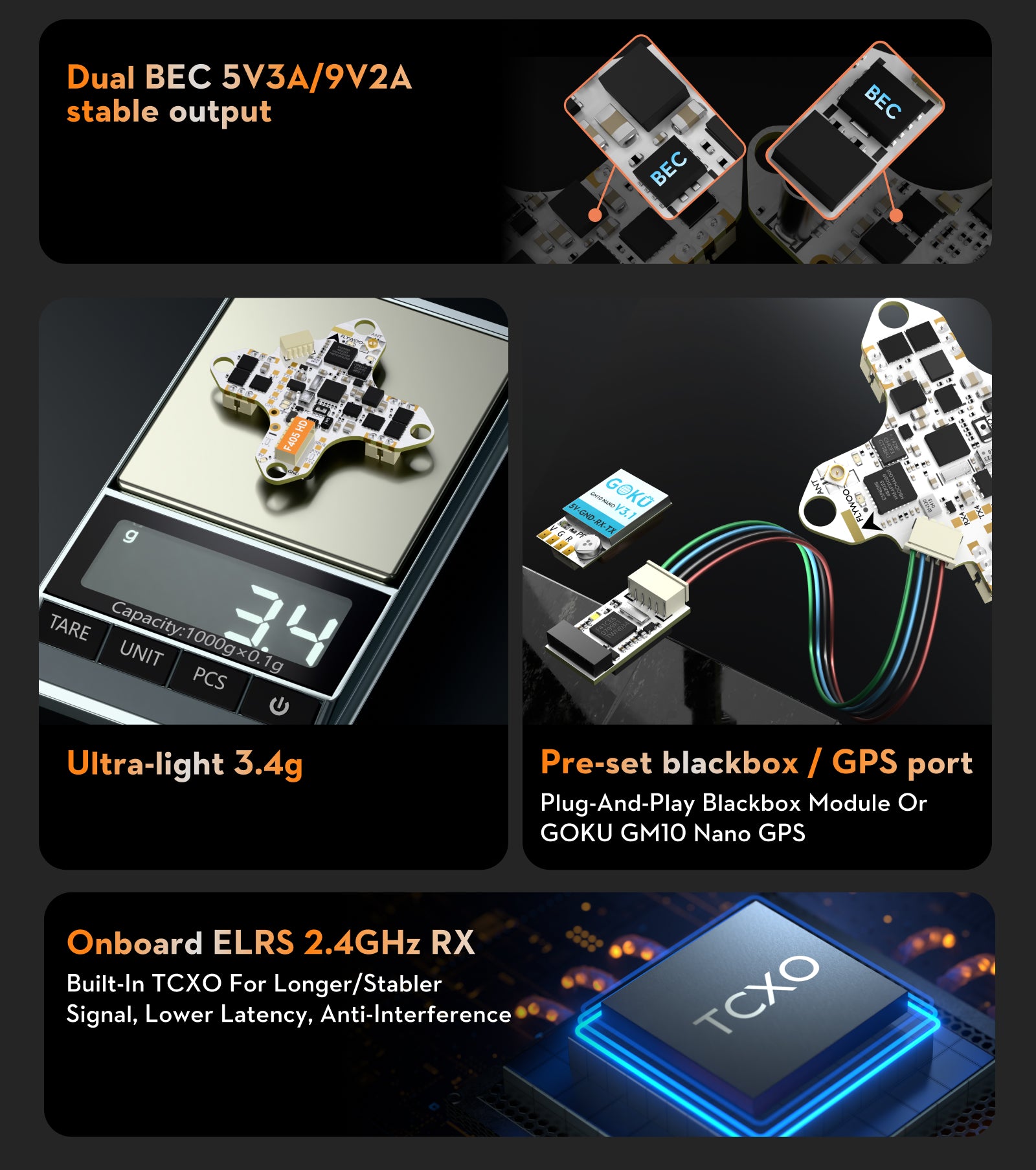 GOKU F405 HD 1S 12A AIO 即插即用 O4  O4 Pro