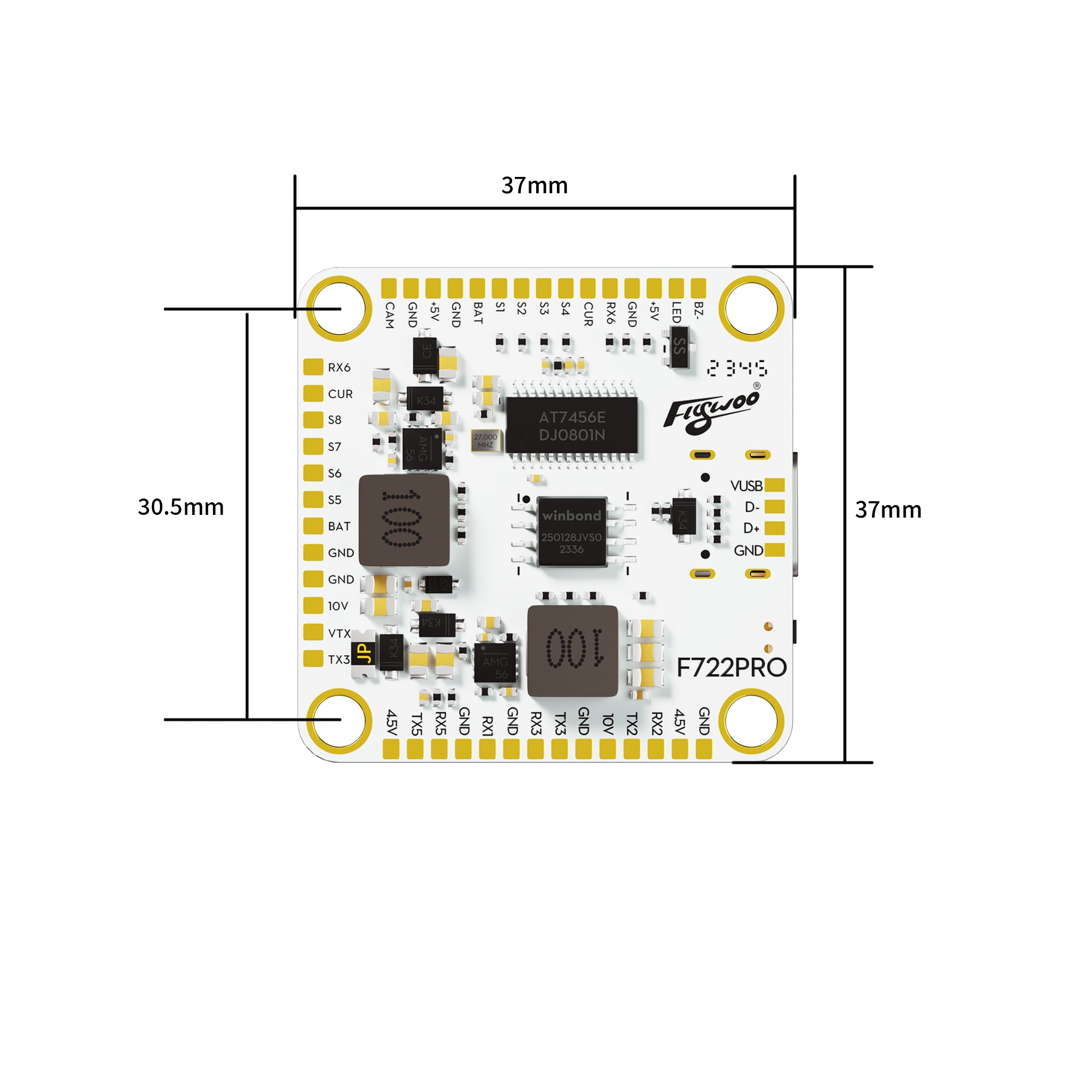 GOKU F722 PRO V2 30X30 Flight Controller Plug&Play O4 / O4 Pro-FLYWOO