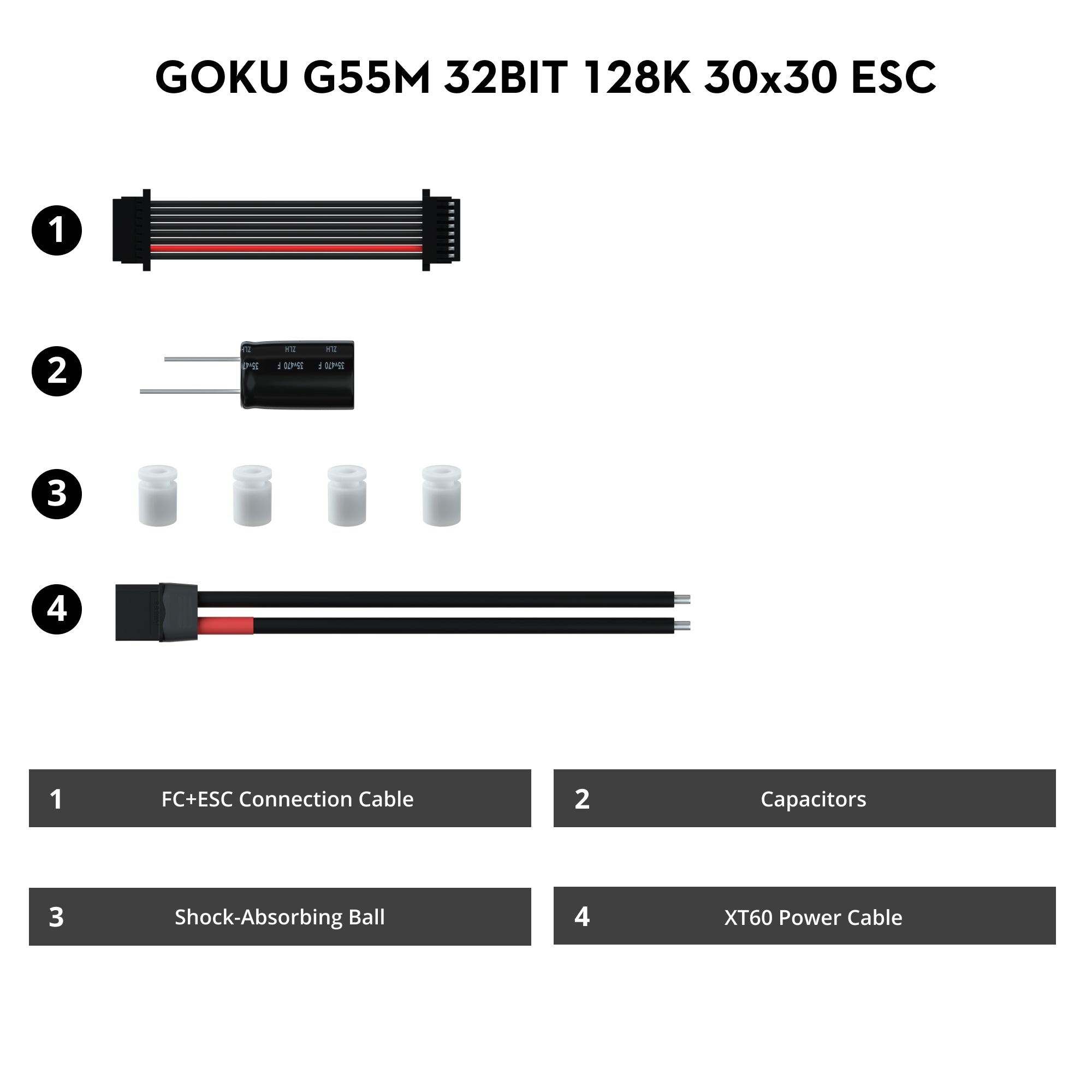 GOKU G55M 32BIT 128K 3-6S 55A ESC (30.5x30.5)-FLYWOO