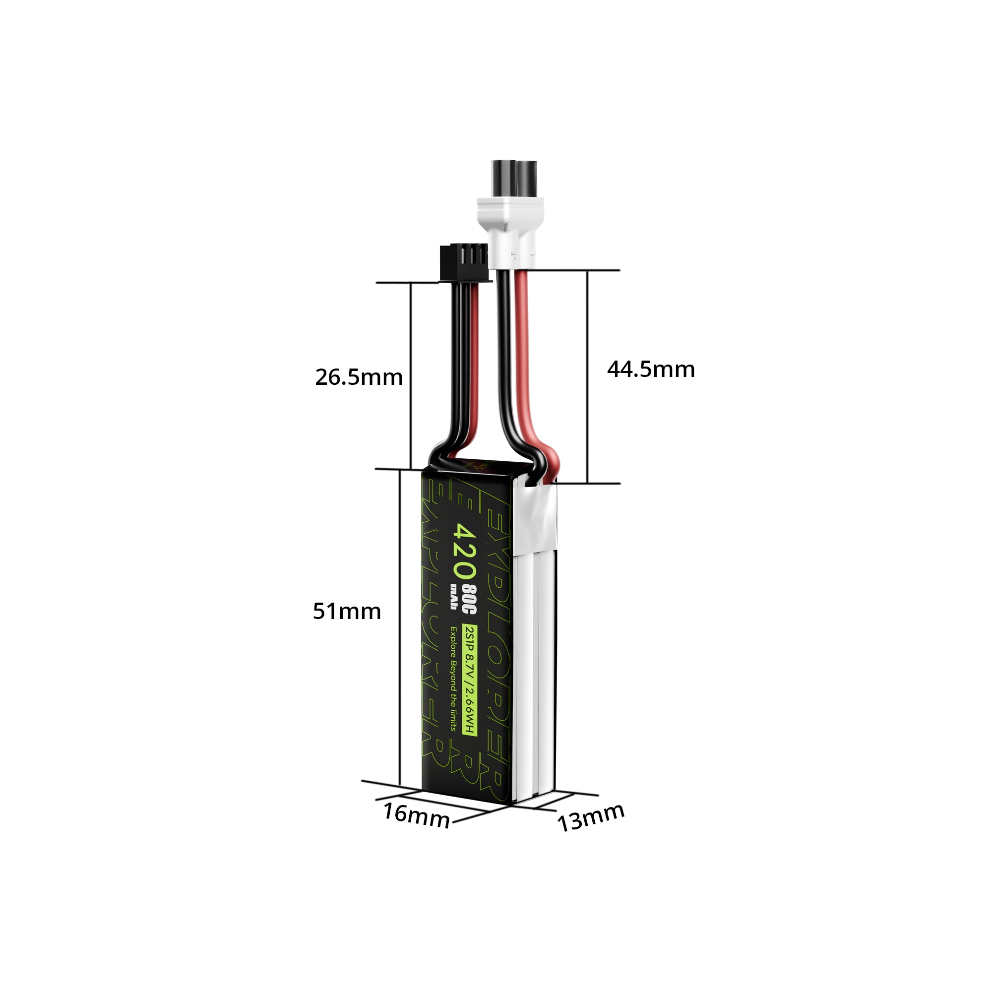 2PCS Explorer 420mAh LiHV 2S 80C Battery （Flywoo XT30UP）-FLYWOO