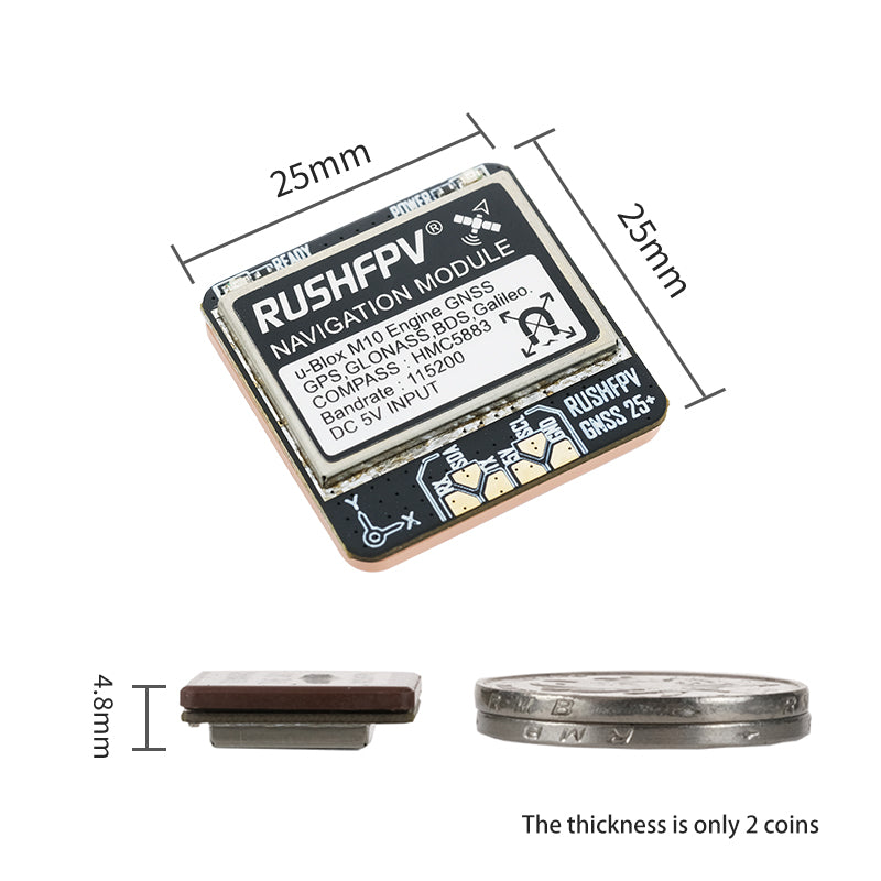 RUSHFPV GNSS PRO帶羅盤GPS航模FPV無人機穿越機固定翼返航救援 原廠商品圖片 2