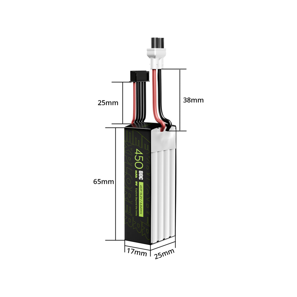 2PCS Explorer 450mAh LiHV 4S 80C Battery （Flywoo XT30UP）-FLYWOO