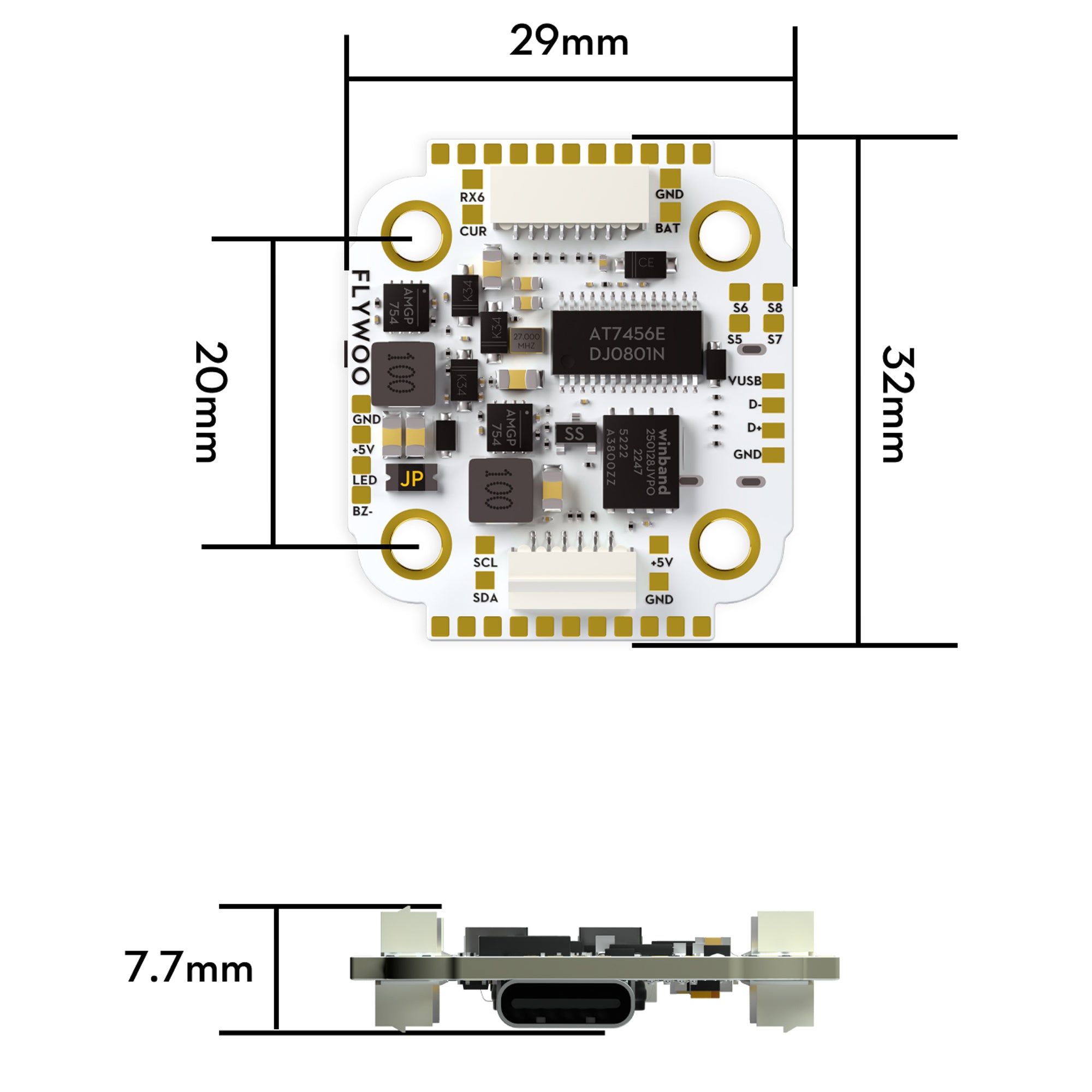 GOKU F722 PRO Mini V2 20X20 Flight Controller Plug&Play O4 / O4 Pro-FLYWOO