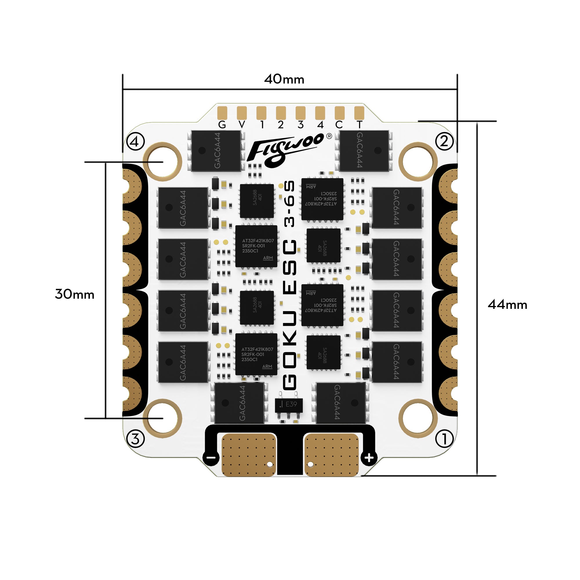 GOKU G55M 32BIT 128K 3-6S 55A ESC (30.5x30.5)-FLYWOO