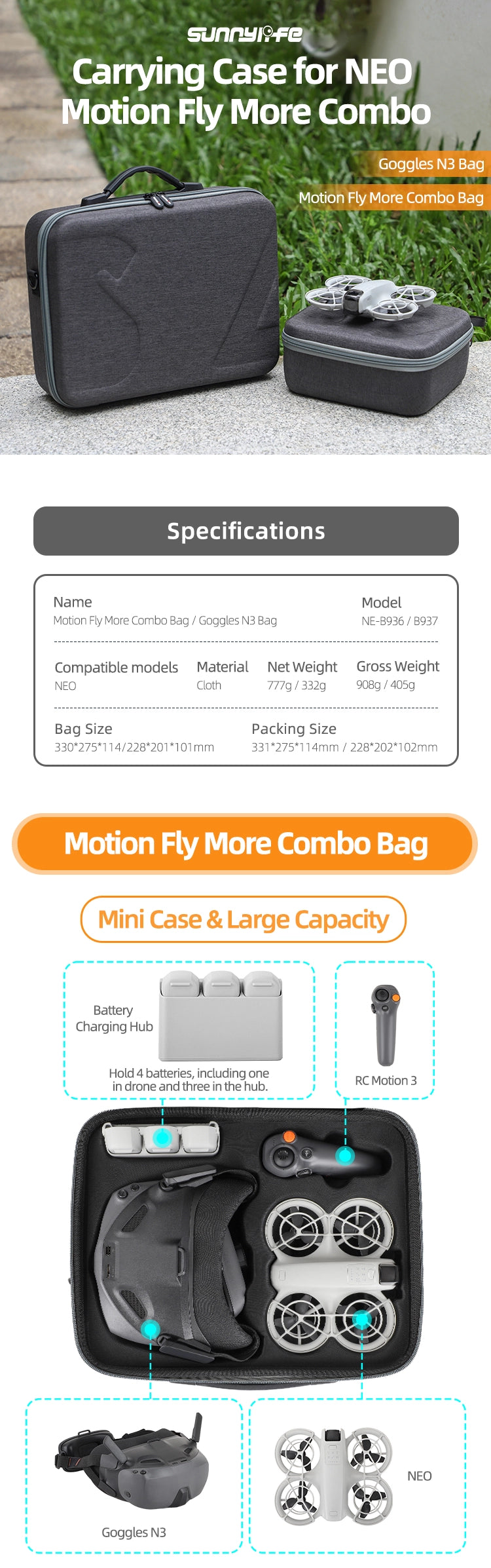 Sunnylife適用DJI NEO收納包體感暢飛行眼鏡N3包保護盒 商品主圖