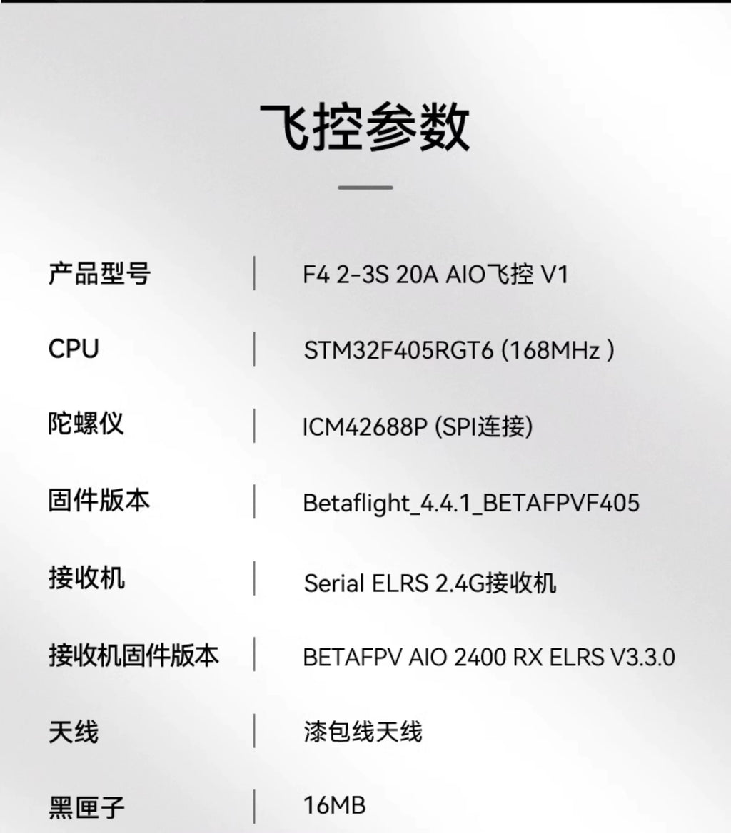 【BETAFPV百達】F4 2-3S 20A AIO FC V1