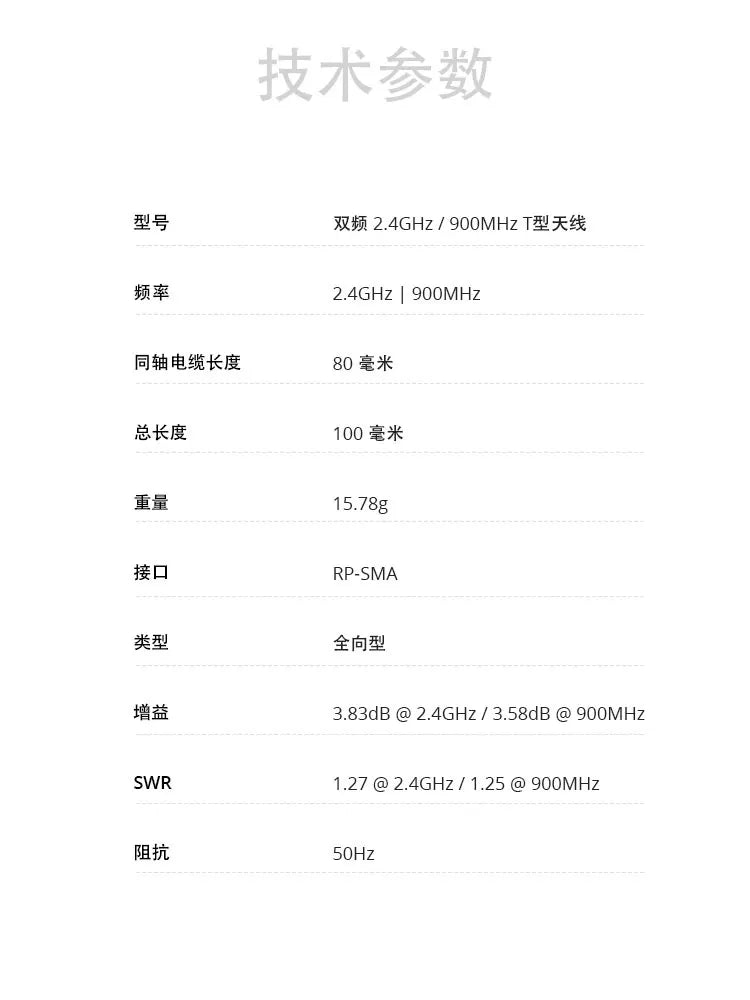 【RadioMaster】RP-SMA 雙頻天線 2.4GHz / SUB-G 900MHz T天線