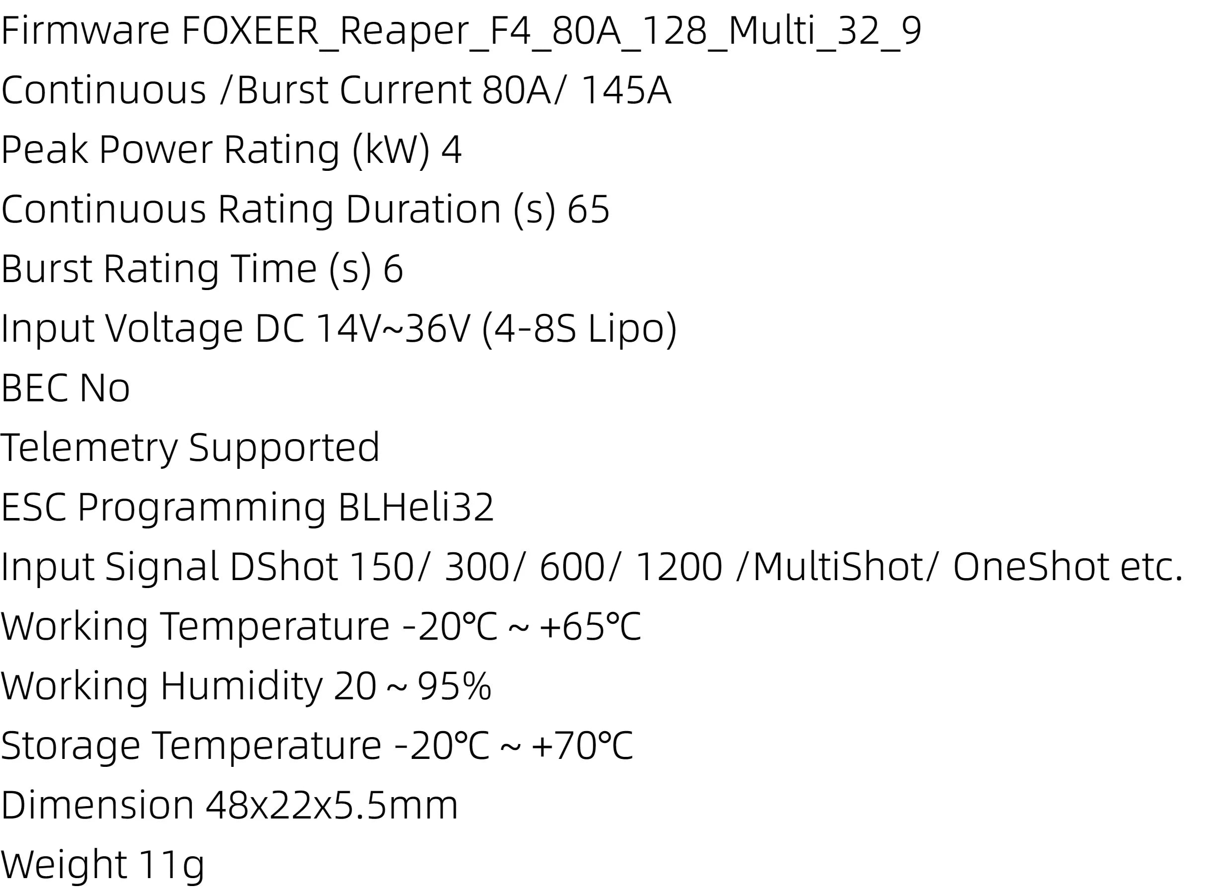 FOXEER 80A 分體 電調 4合一 128K F4 穿越機 4-8s BL32