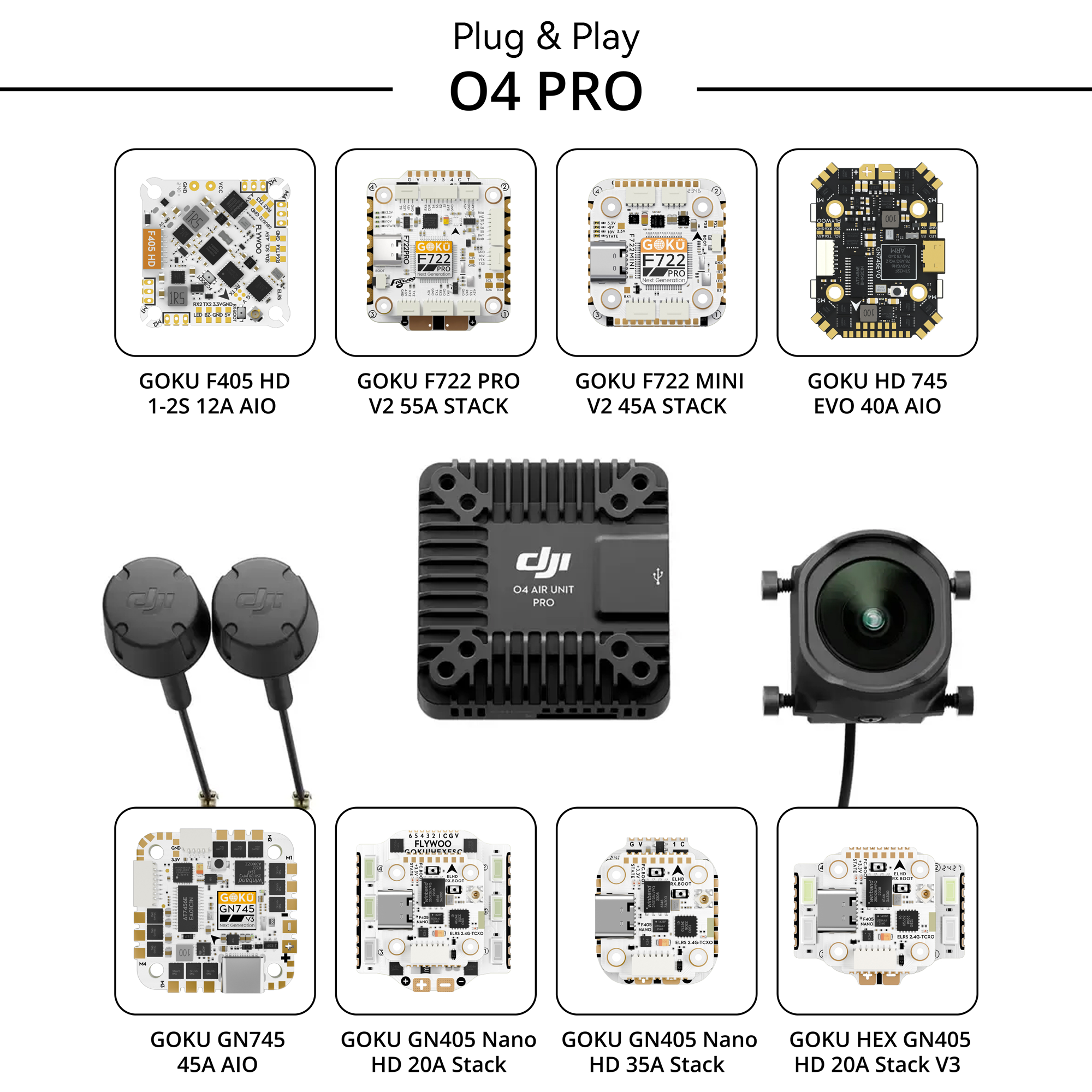 GOKU F722 Pro V2 55A 32Bit 128K 30X30 Stack Plug&Play O4 / O4 Pro-FLYWOO
