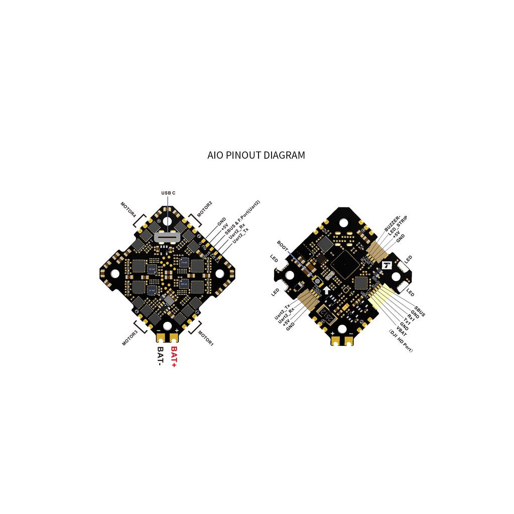 Tmotor F4 HD AIO 2-3s 13A TRON80 一體式飛控 LED改色