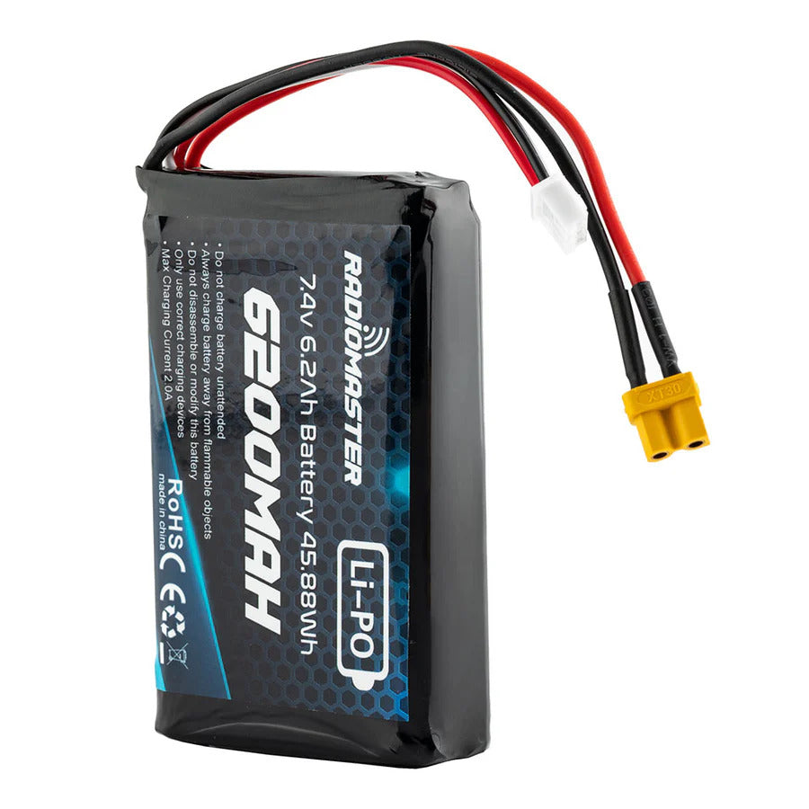 【RadioMaster】6200mAh 高容量航模遙控器鋰電池｜2S 7.4V 超長續航 雙接頭版