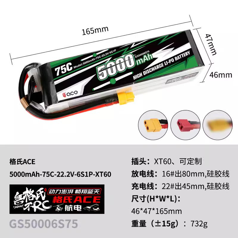【TATTU格氏】1300 3000 5300 6000mAh 75C 6S 22.2V