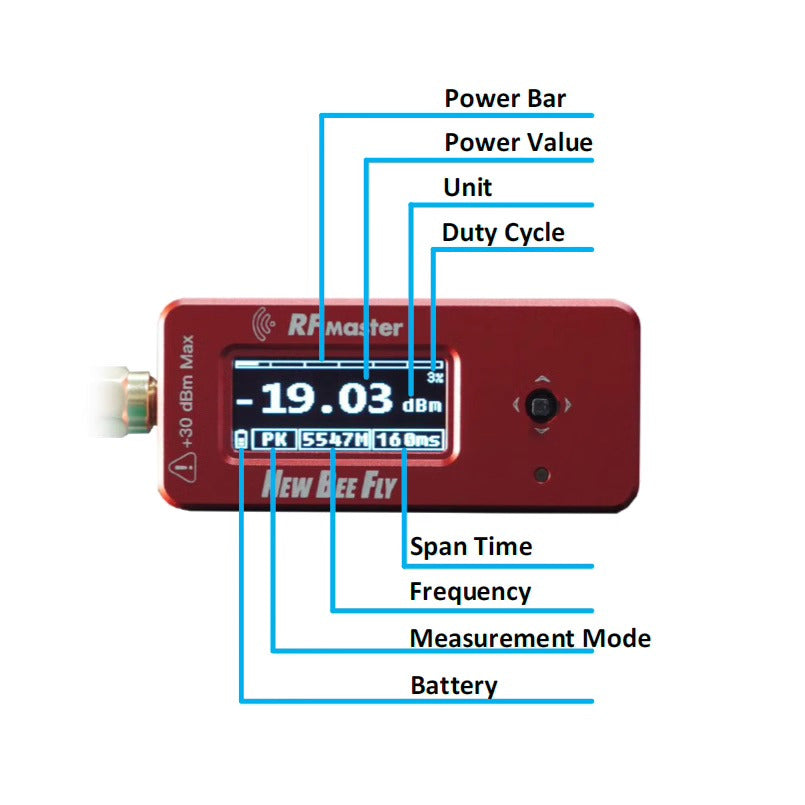 NEW BEE FLY RF master 多功能頻率測試器 V1.0 配備 USB-C 充電功能
