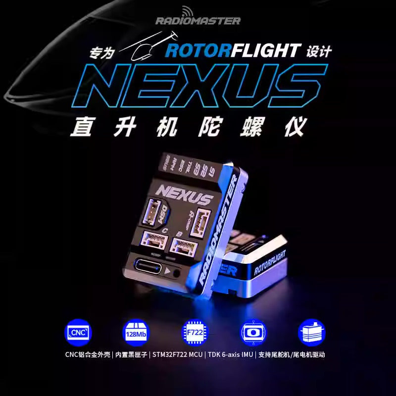 【RadioMaster】RadioMaster Nexus 無平衡翼控制器 – 堅固設計, 多接收器支援, 適用 250-700 直升機