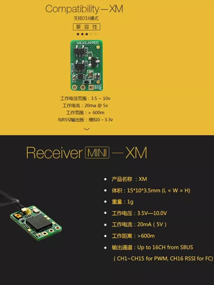 【Frsky】16CH mini XM + PLUS 接收機穿越機小四軸SBUS
