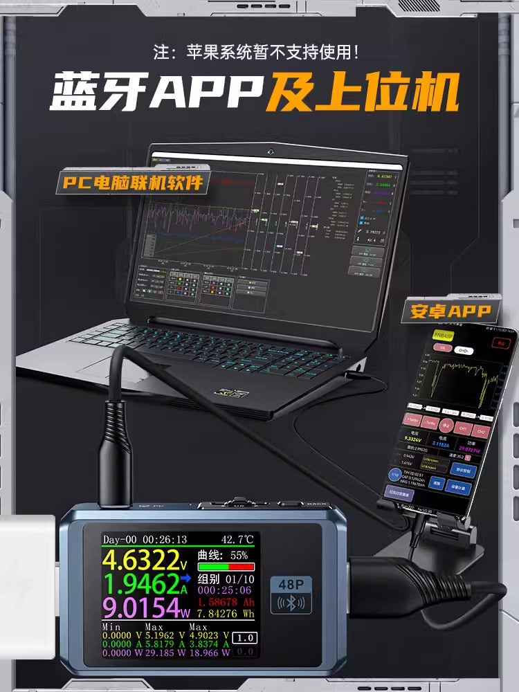 【FNIRSI】 FNB48P USB ⚡️ PD3.1/QC5.0 全協定快充測試器 專業級 電壓電流表 (非藍牙銀色款) Type-C 誘騙儀 功率檢測 數顯表