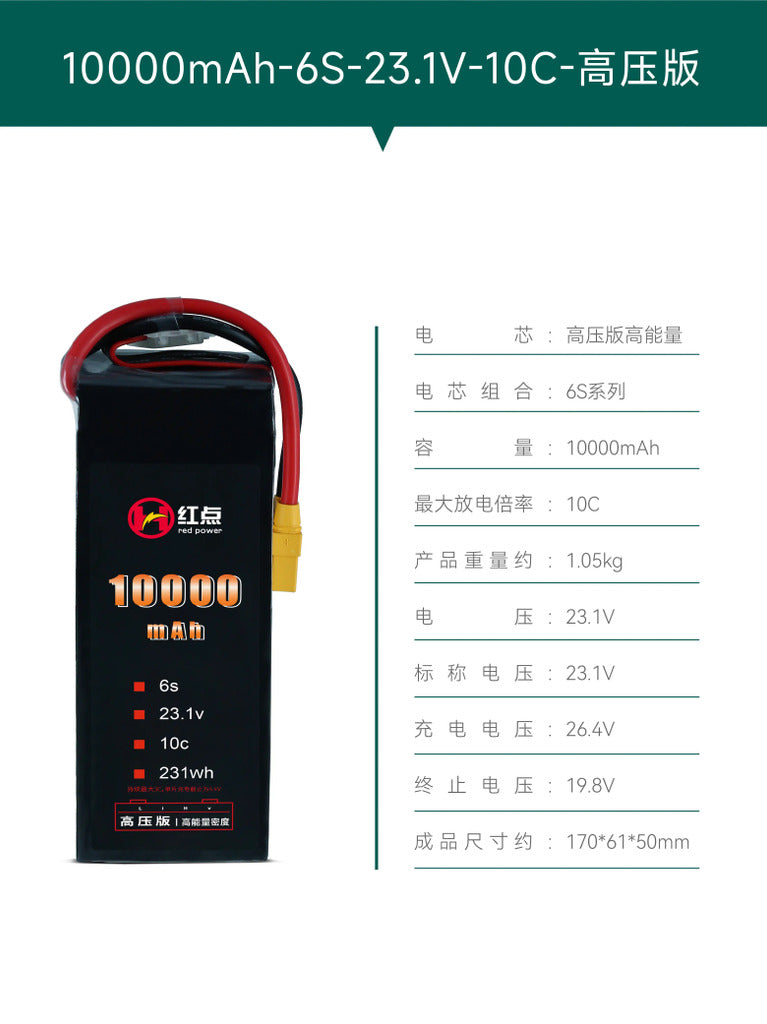 【紅點】高壓高能量電池10000mah 6s 12s 14s