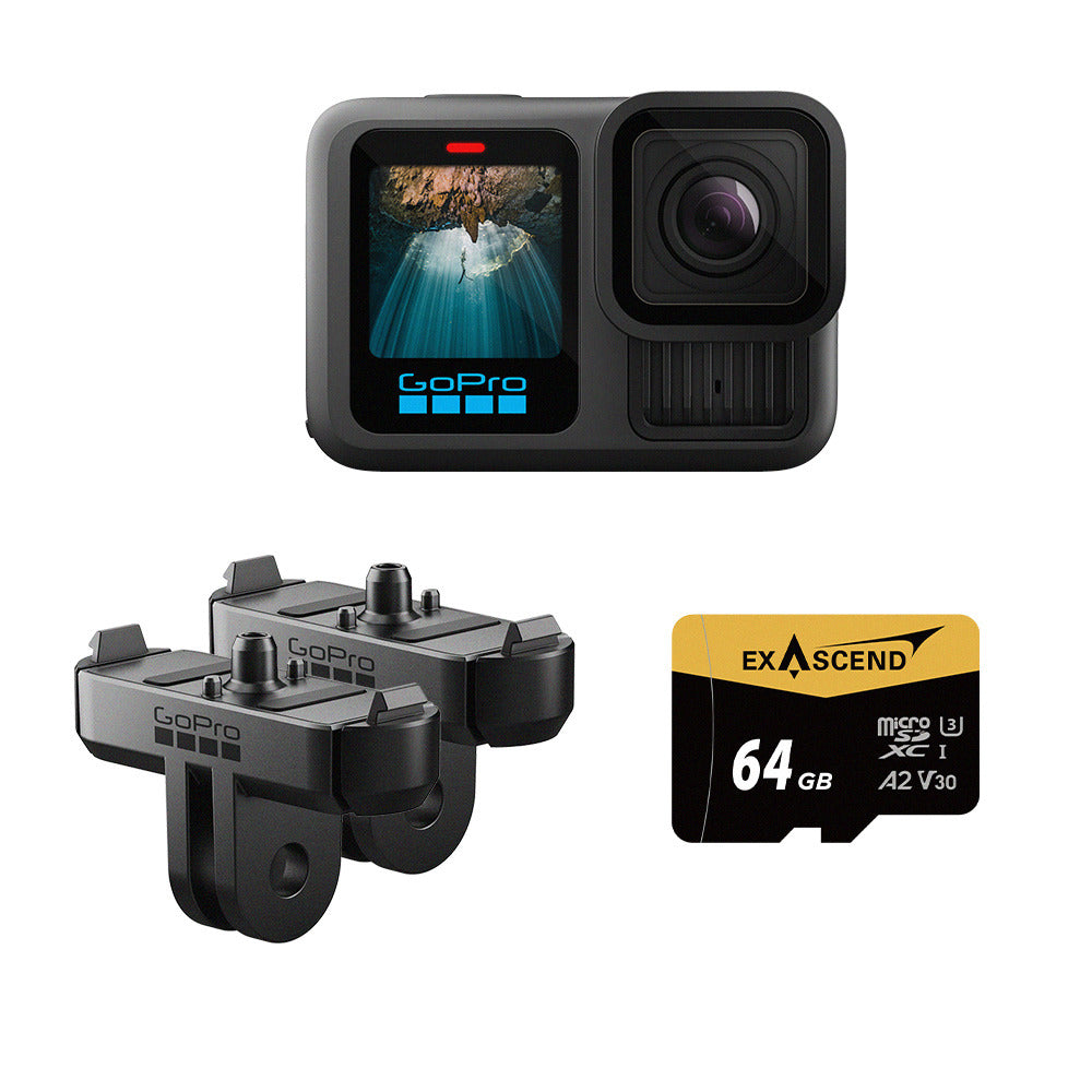 HERO13 Black 雙磁吸快接套組 (HERO13單機+磁吸式扣鎖固定座2入+64G記憶卡)