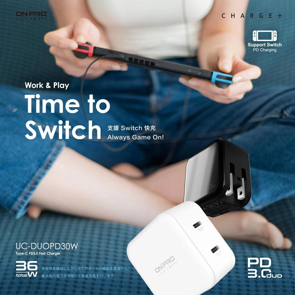 【ONPRO鴻普】UC-DUOPD30W雙孔Type-C 萬國急速USB充電器