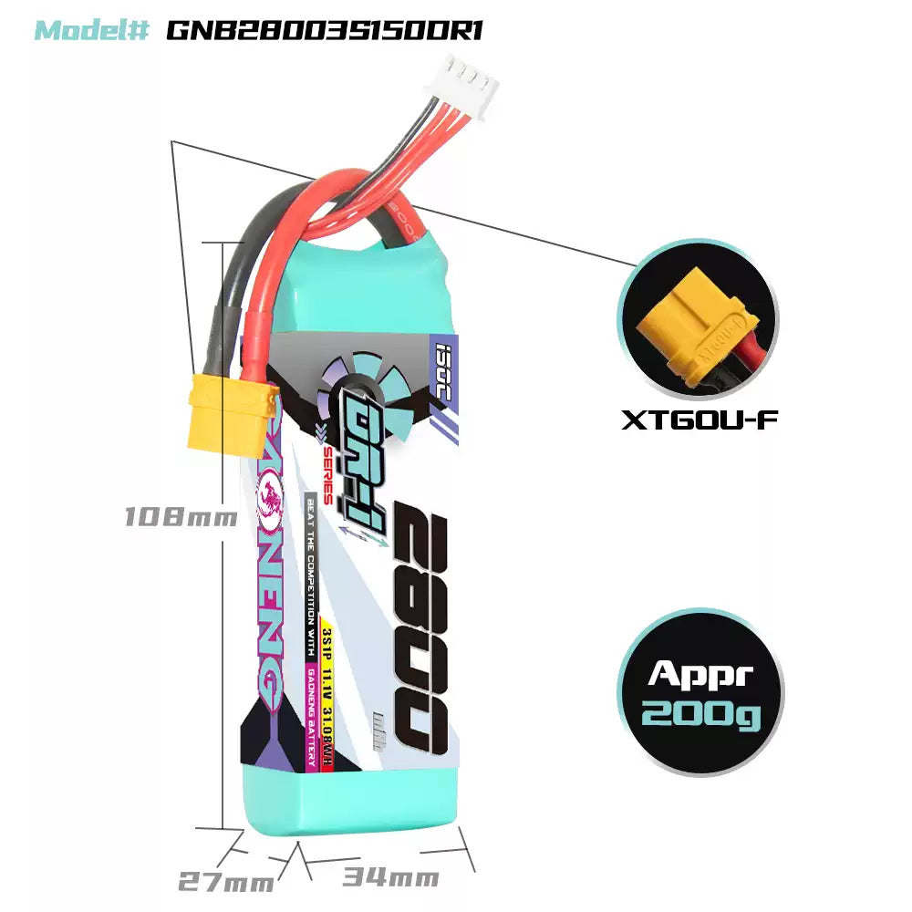 【GNB高能】DR-1 2800mAh 150C｜LiPo Battery XT60