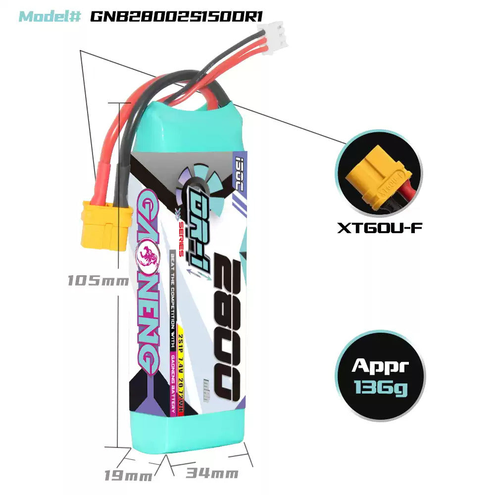 【GNB高能】DR-1 2800mAh 150C｜LiPo Battery XT60