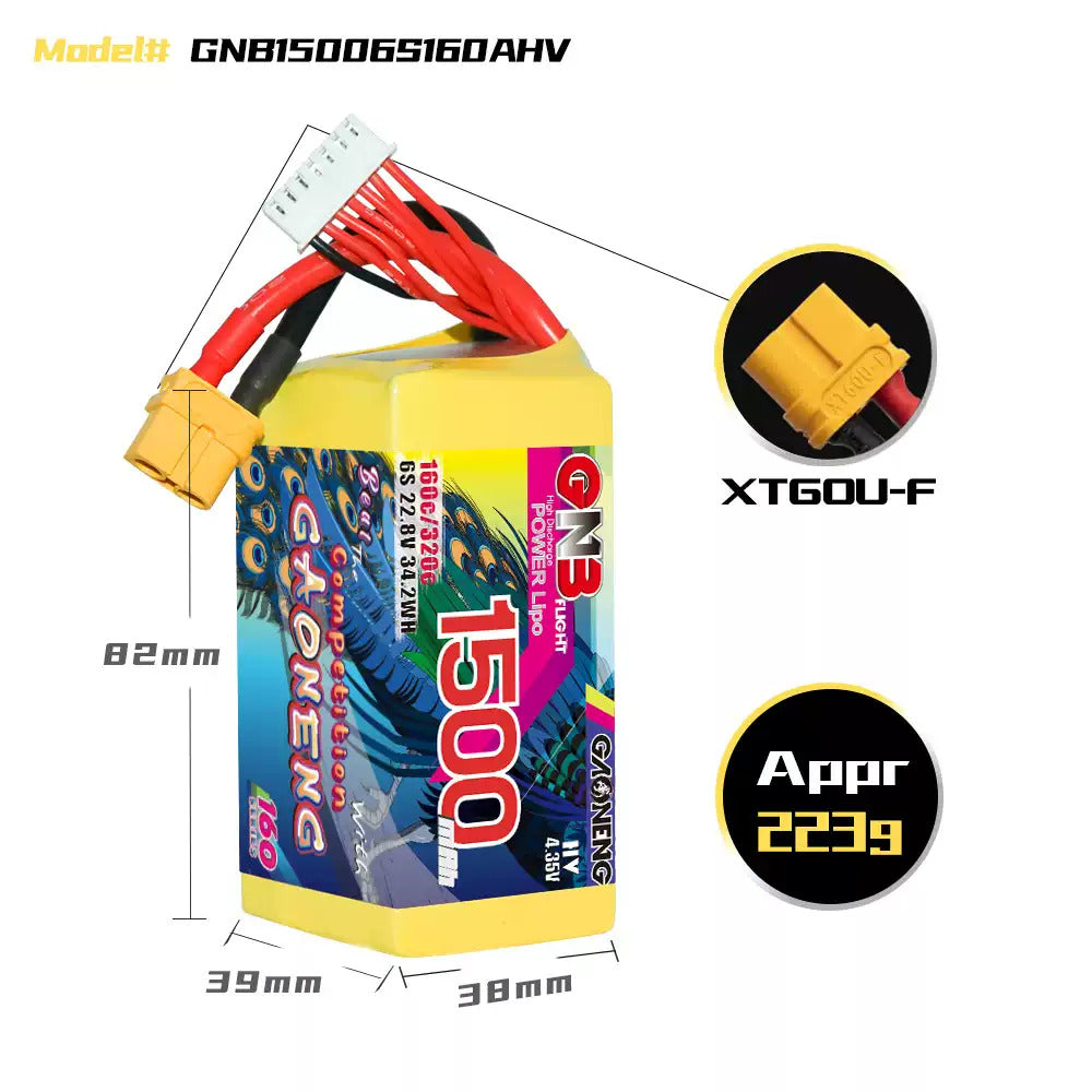 【GNB高能】1500mAh 160C｜LiPo Battery XT60