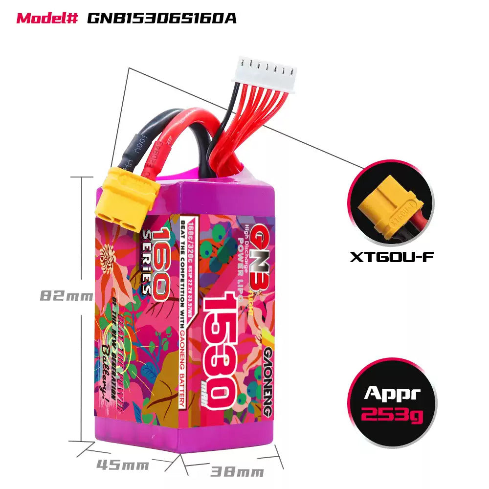 【GNB高能】1530mAh 160C｜LiPo Battery XT60