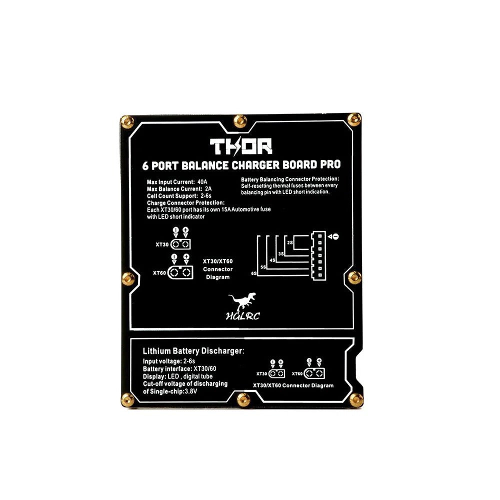HGLRC Thor 6-Port 40A LiPo Balance Charger Board, 2-6S XT60/XT30, Built-in Discharger