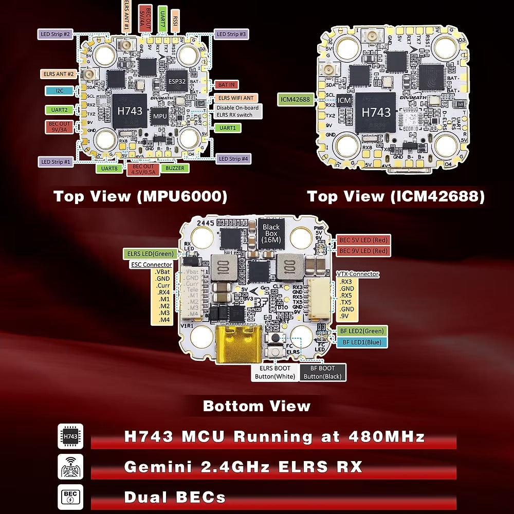 HDZero Halo Stack – Flight Controller + 4in1 70A ESC (MPU + BLHeli_32)
