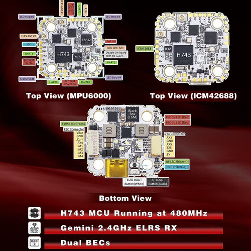 HDZero Halo Stack – Flight Controller + 4in1 70A ESC (MPU + BLHeli_32)
