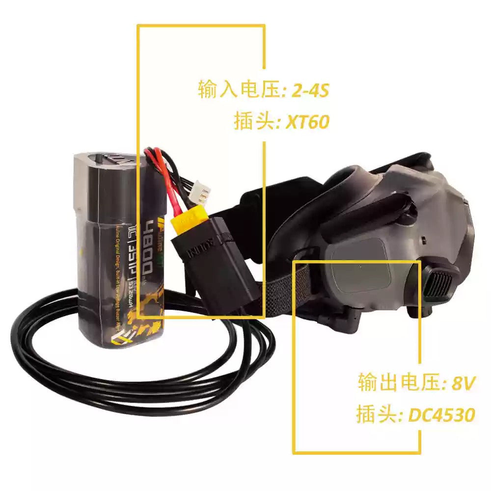 【Auline】大疆肥鯊穿越機眼鏡電池4800mAh 3S XT60低壓警報 供電線套組 googles2/3 適用