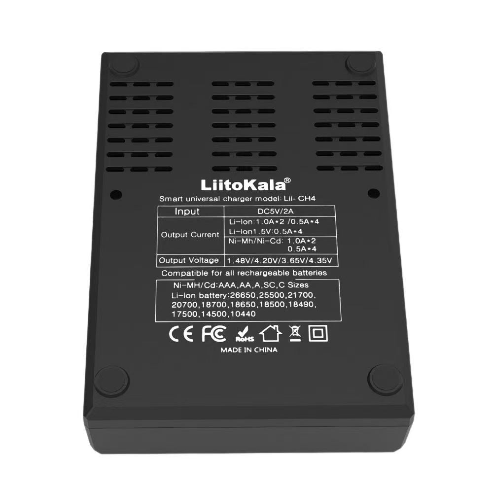 LiitoKala Lii-CH4 智能萬用充電器 Type-C快充 兼容1.5V鋰電/3.7V/1.2V/3.2V 支援18650/21700/5號7號 0V激活