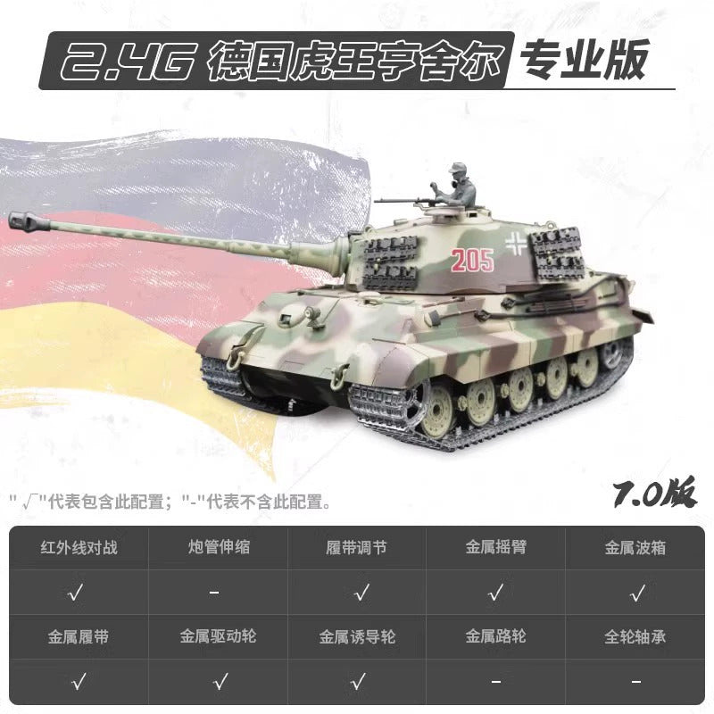[酷飛] 恆龍遙控坦克金屬兒童玩具車專業電動充電履帶式越野軍事坦克模型虎王亨舍爾