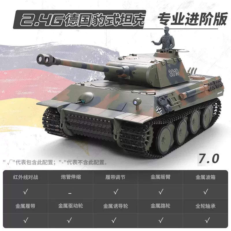[酷飛] 恆龍遙控坦克金屬履帶式玩具車軍事模型成人男孩電動3819-1遙控車 豹式