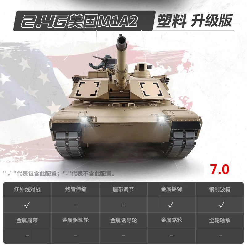 [酷飛] 恆龍遙控坦克金屬M1A2超大成人充電對戰軍事模型男孩玩具越野戰車 美式M1A2-沙漠色