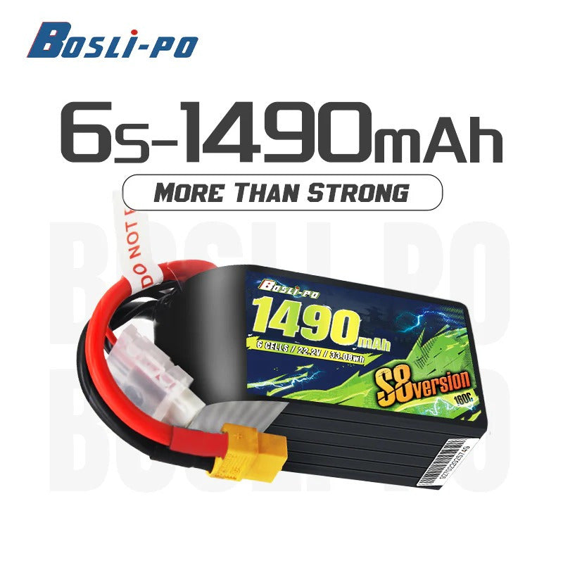 【BOSLIPO S8】1490mAh 6S 160C FPV電池 超輕量競速穿越機專用