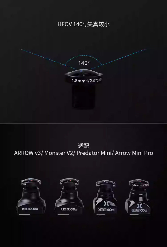FOXEER 1.8mm M12 穿越機鏡頭500萬像素 170° 除微型外 22mm可用