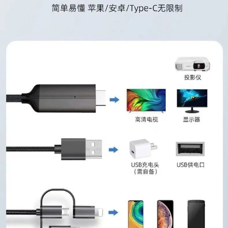 投屏線連接電視蘋果安卓-支援RC2遙控器投屏轉接線!