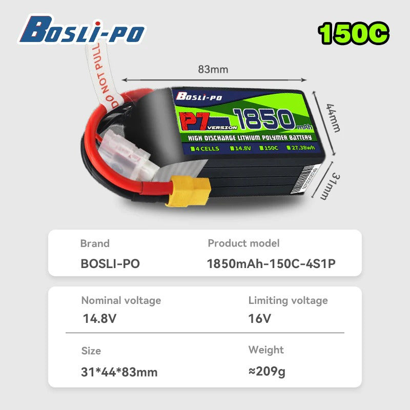 Boslipo P7 Version 1850mAh 150C FPV Battery