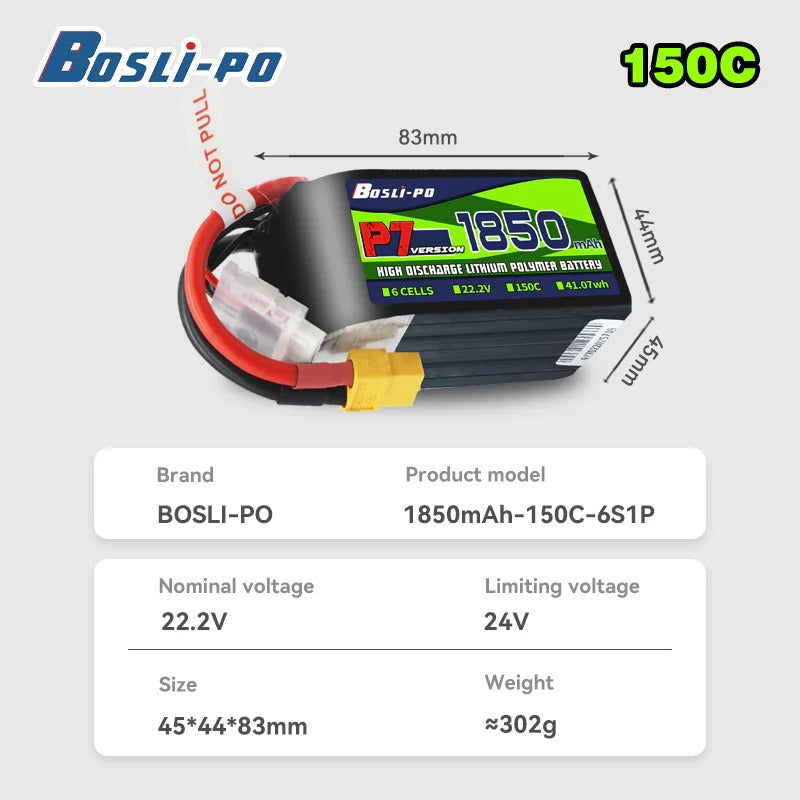 Boslipo P7 Version 1850mAh 150C FPV Battery