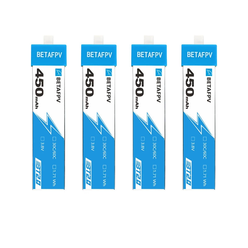 BETAFPV 450mAh1S鋰電池四軸無人機電池穿越機fpv 4個裝30C BT2.0