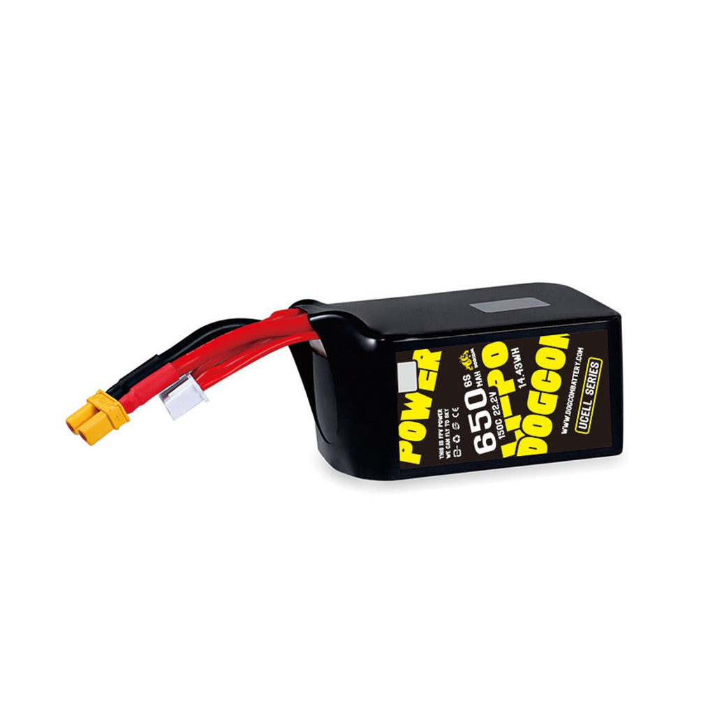 【DOGCOM大黃狗】650mAh 6S 22.2V 150C FPV lipo battery 白底正方形主圖