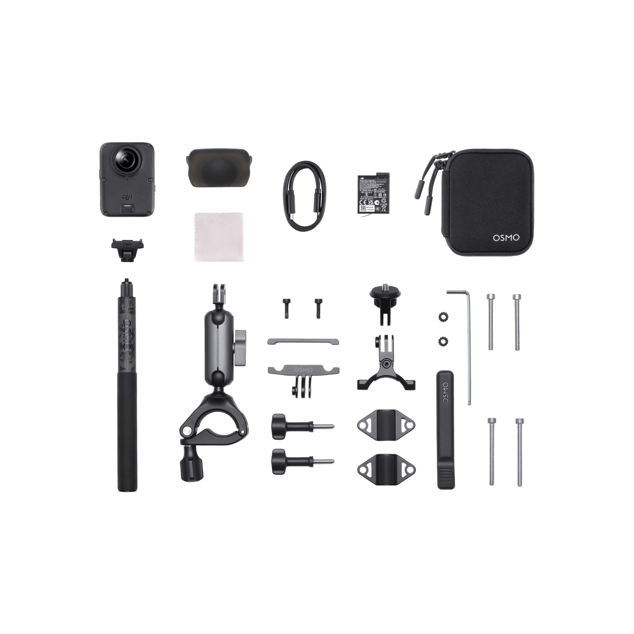 DJI Osmo 360 II 公路車車尾視角套裝內容物組圖