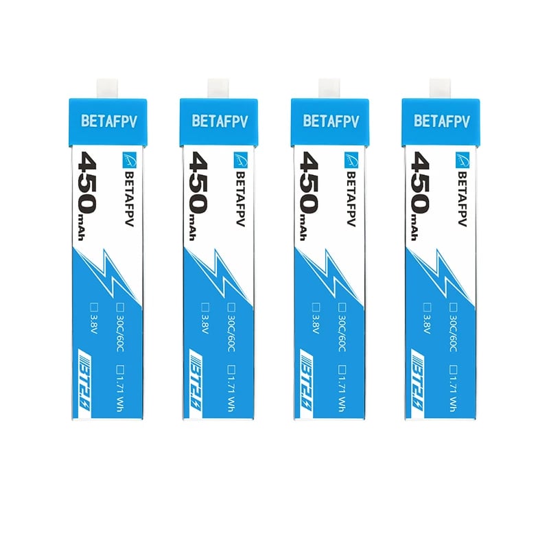 BETAFPV 450mAh1S鋰電池四軸無人機電池穿越機fpv 4個裝30C BT2.0