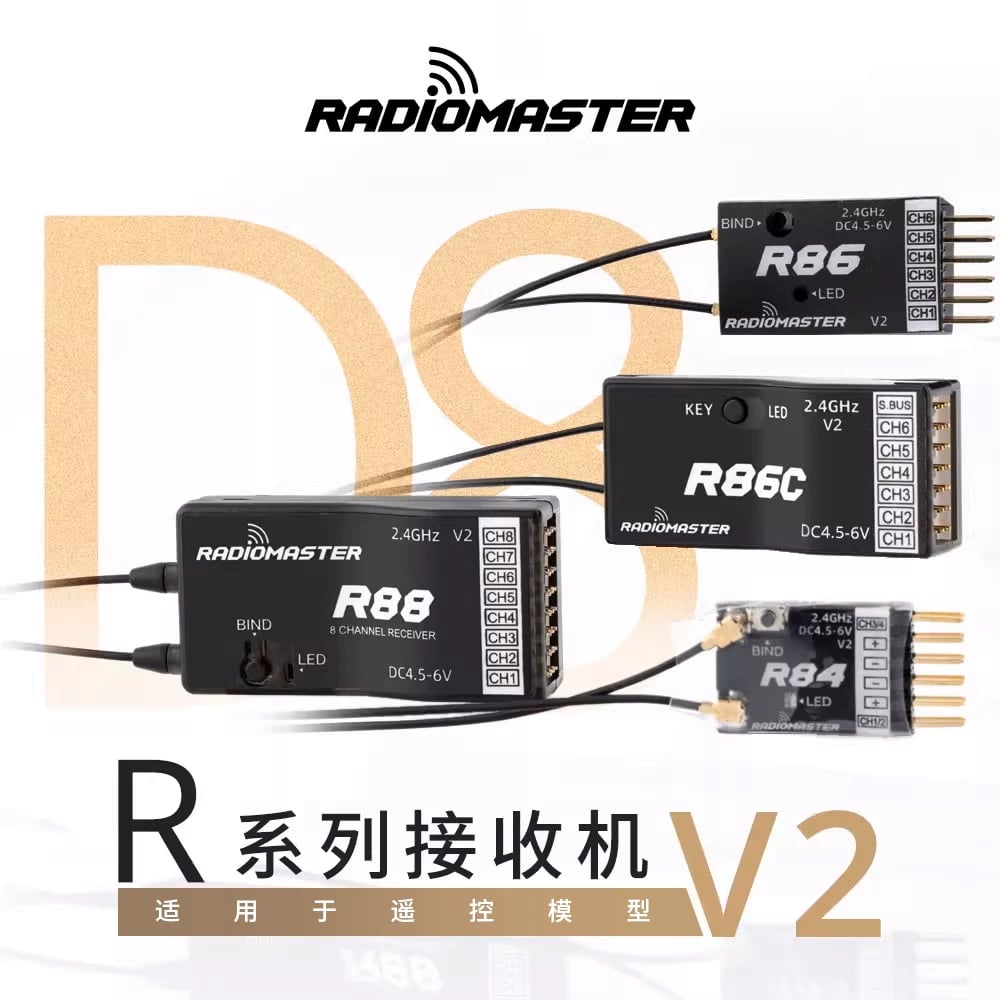 RadioMaster R86C&R88接收機相容D8/D16/SFHSS協議固定翼用