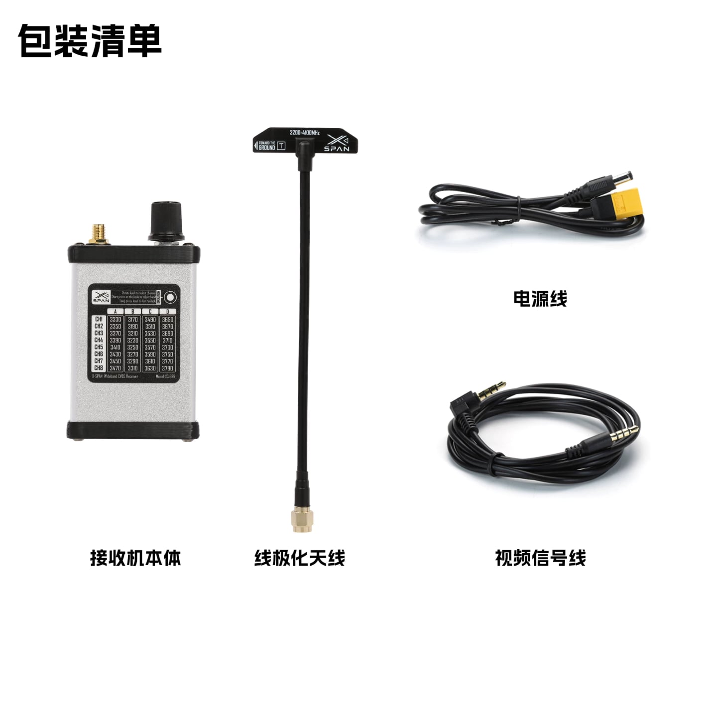 RUSHFPV3.1G-3.8G超寬頻段接收機天線套裝穿越機固定翼接收機 商品圖片 1