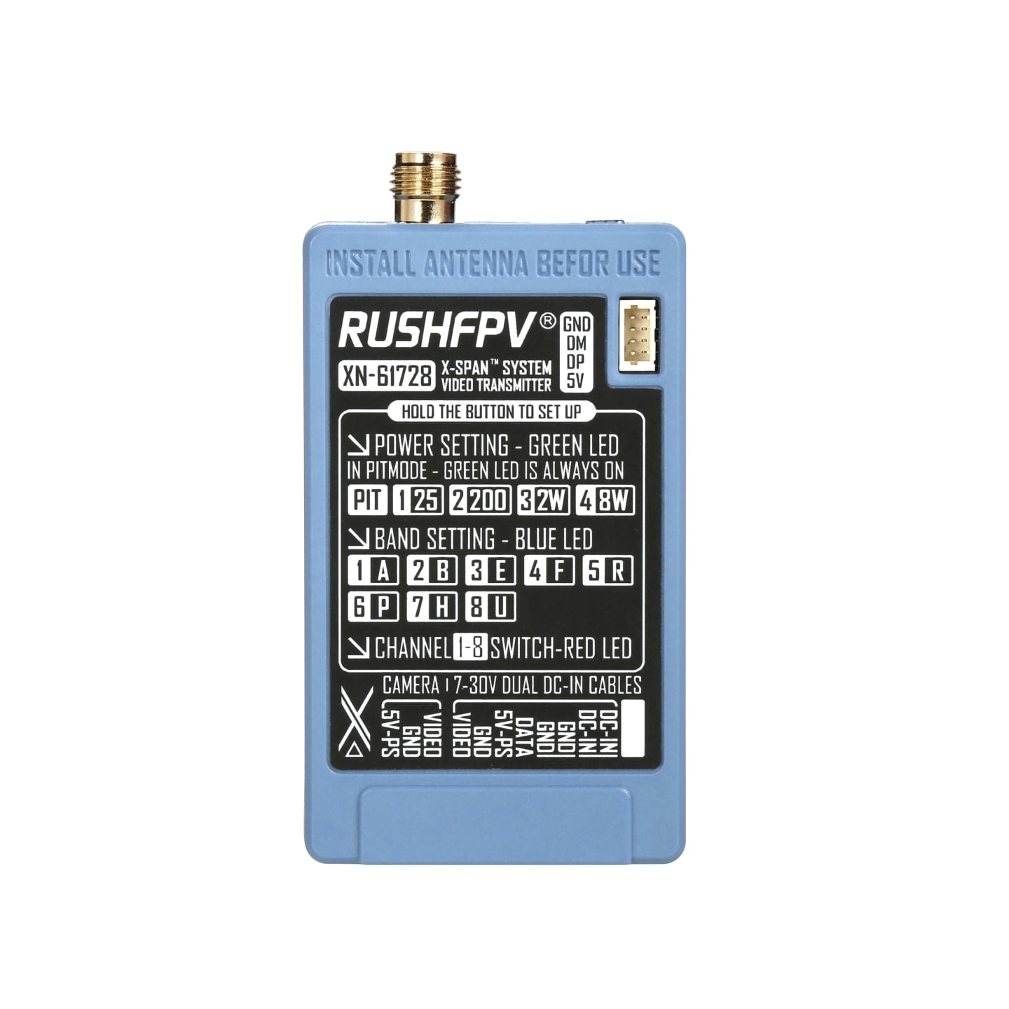 RUSHFPV XSPAN 6.1G-7.2G8W氮化鎵圖傳套裝圓極化天線穿越機 商品圖片 2
