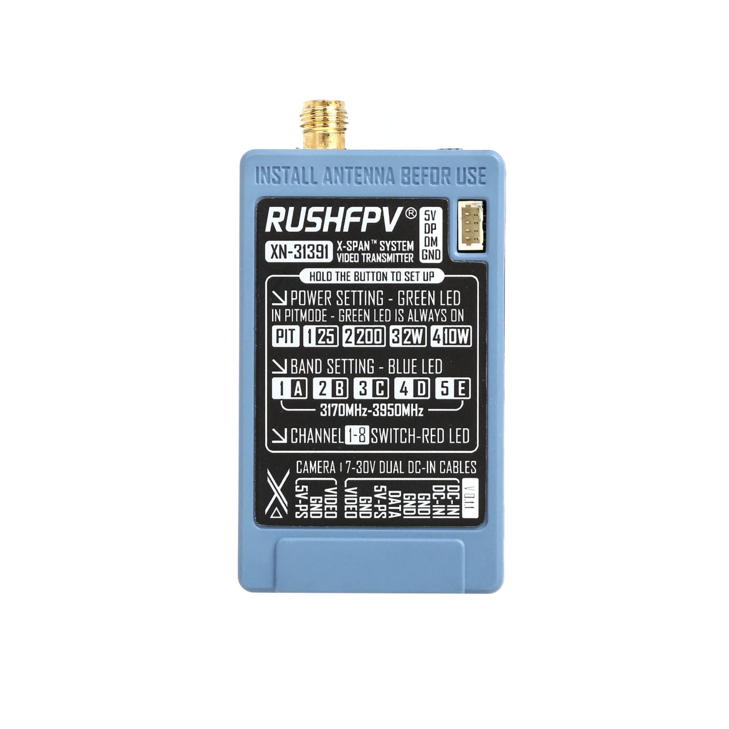 RUSHFPV XSPAN3.1G-3.9G10W氮化鎵圖傳套裝圓極化天線穿越機 商品圖片 1