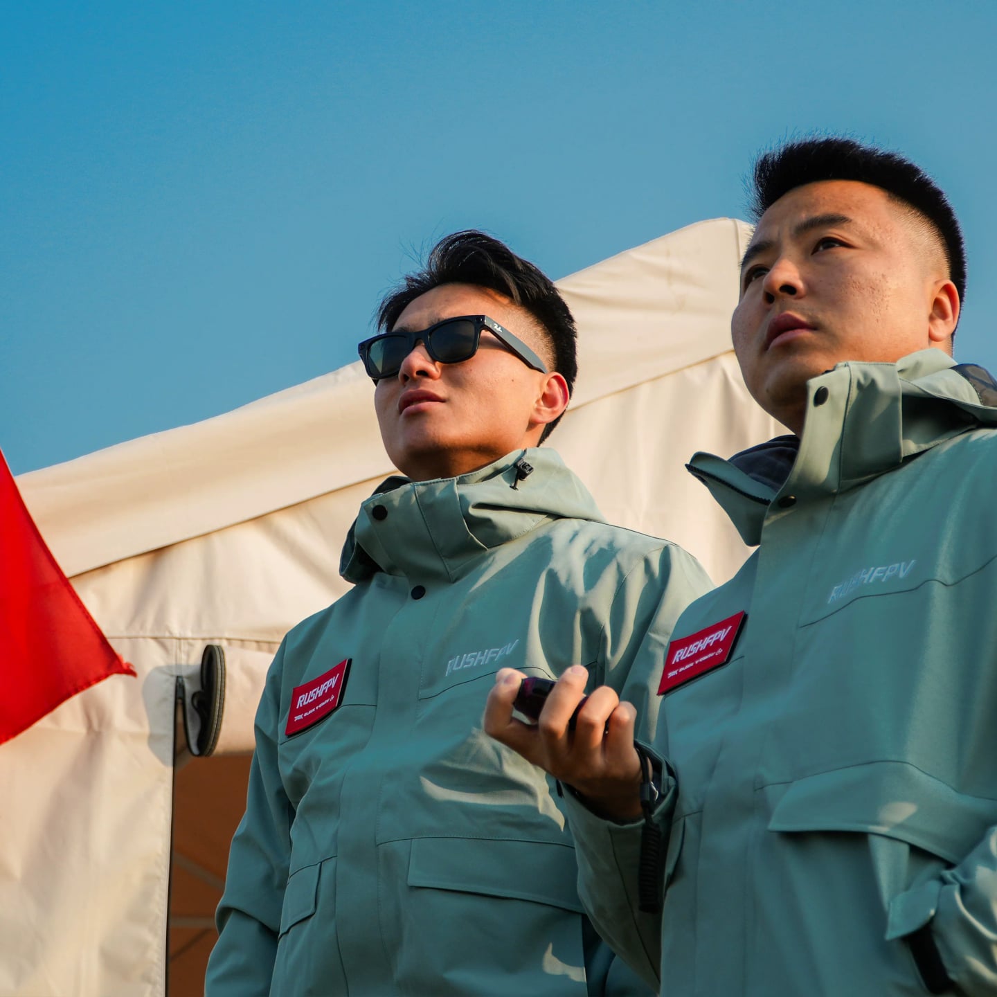 RUSHFPV 衝鋒衣穿越機 無人機定製防水加絨戶外厚外套男女豆青色 商品圖片 2