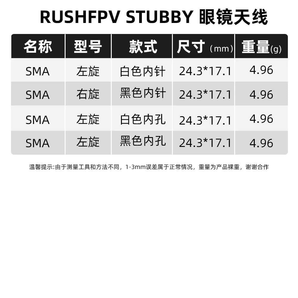 RUSHFPV STUBBY 5.8G櫻桃天線 模擬圖傳系統 眼鏡FPV穿越機天線 商品圖片 3